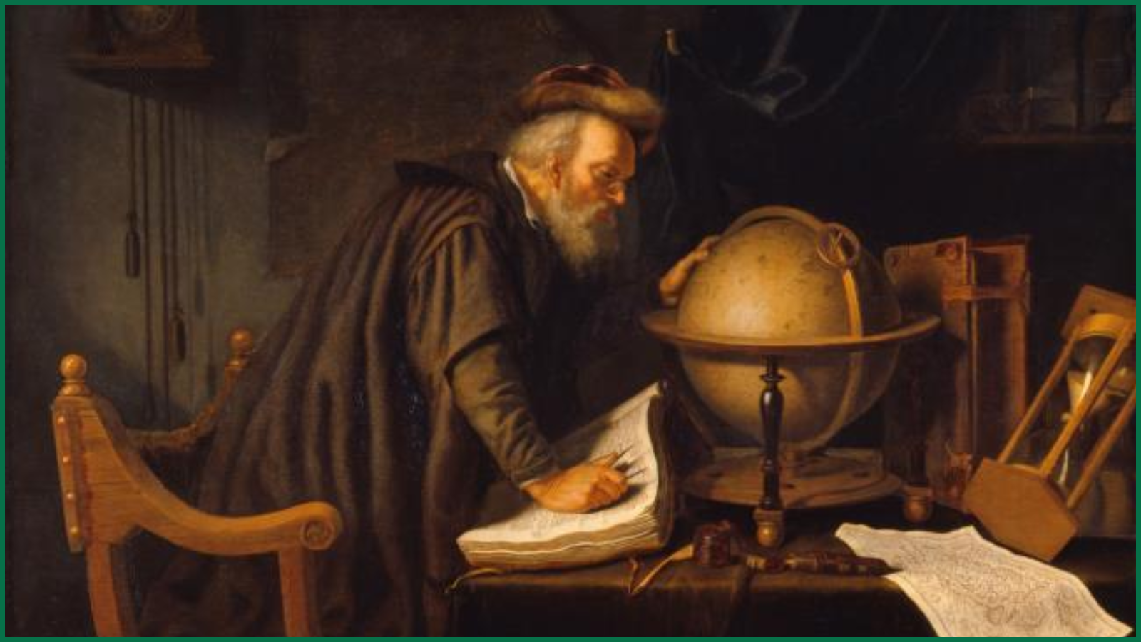 Old man with a globe